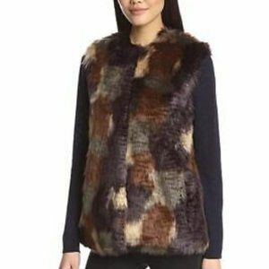 Bernardo Multi Colored Faux Fur Vest Sz L NWT